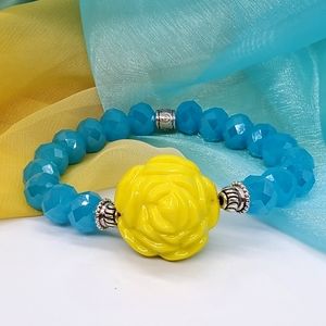 🇺🇦 UKRAINIAN NATIONAL FLAG COLORS Silver/Crystal Bracelet